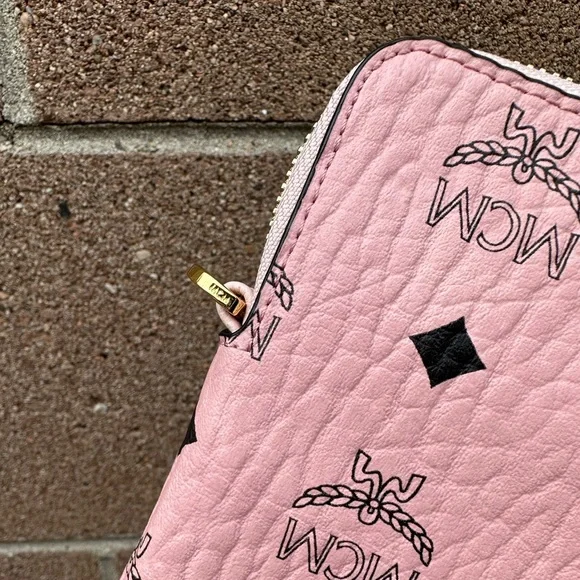 MCM pink pouch crossbody wristlet
